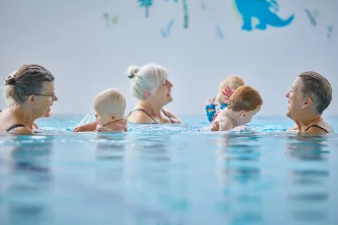 babies in swimming pool