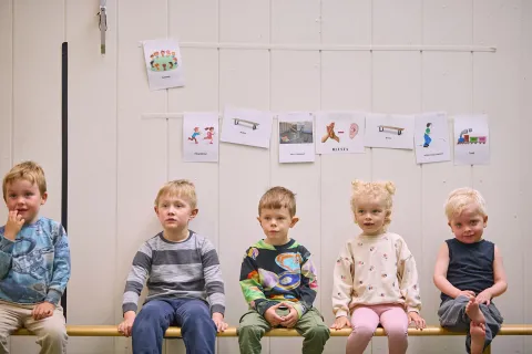 Kids sitting on bench